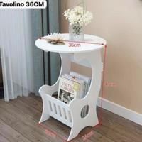 Tavolino bianco 36 cm con portariviste