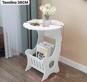 Tavolino bianco 36 cm con portariviste