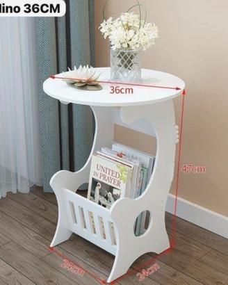 Tavolino bianco 36 cm con portariviste