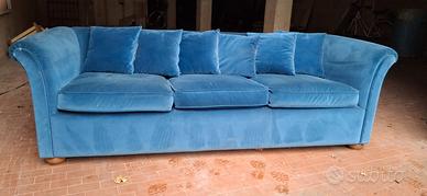 divano 3 posti in velluto blu
