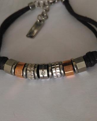 bracciale metallo e cuoio
