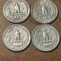 Lotto di 4 monete di quarter dollar argento