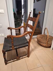 grande seggio/poltrona legno e tessuto
