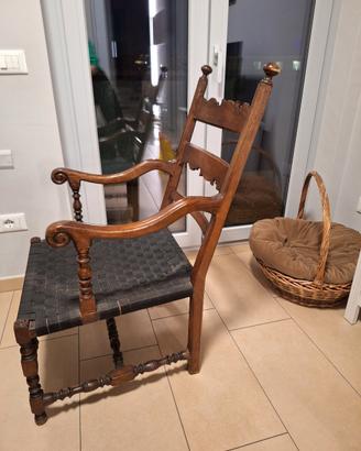 grande seggio/poltrona legno e tessuto