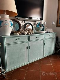 Credenza Vintage in Bambu e Rattan