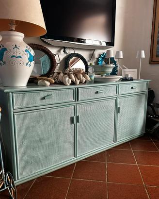 Credenza Vintage in Bambu e Rattan