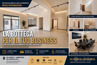 115 mq commerciali con 2 vetrine e posti auto