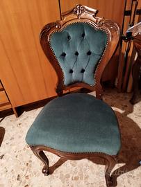 sedia vittoriana in legno e seduta imbottita