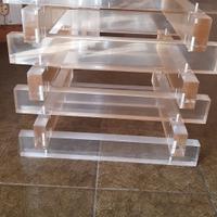 tavolino da salotto plexiglas con base in vetro