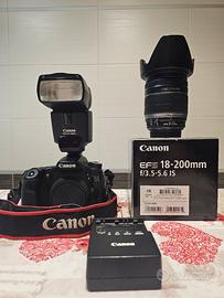 Canon EOS 70D + Obiettivo 18-200 + Flash  430EX II