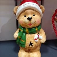 Orso in terracotta natalizio con led 