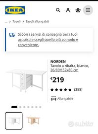 scrivania ikea (tavolo a ribalta, bianco) Norden