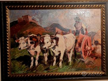 Carlo Domenici 35x50 su cartone 'Carro Rosso'