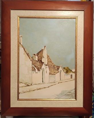 Trulli, olio su tela, opera originale di Aldo Riso