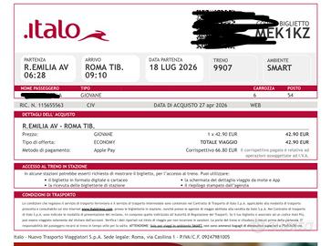 Biglietti del treno AL 50% RM / REGGIO EMILIA