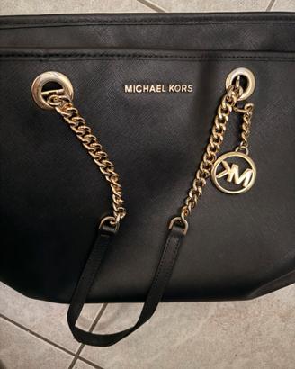 Borsa Michael Kors originale nera con dettagli oro