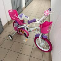 Bici Misura 14 pollici bianco rosa accessoriata