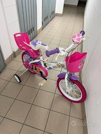 Bici Misura 14 pollici bianco rosa accessoriata