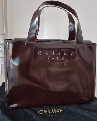 Borsa  Celine Paris Tote Bag in pelle lucida bord