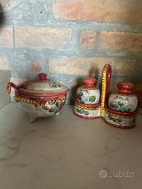 Set condimento vintage Deruta "Grifo"