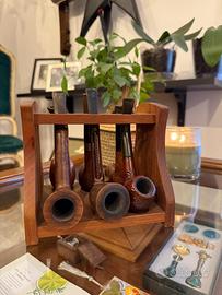 Set 6 Pipe Vintage + Porta Pipe in Legno (Denmark)
