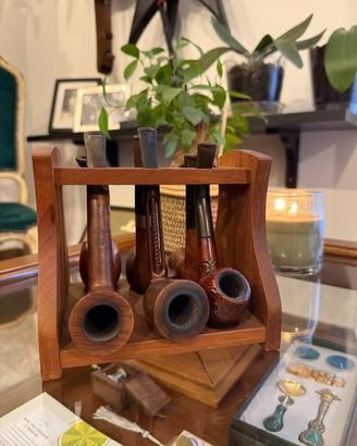 Set 6 Pipe Vintage + Porta Pipe in Legno (Denmark)