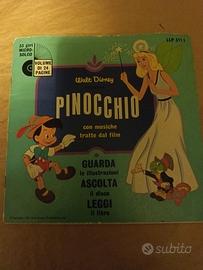 Libro disco 33 giri Pinocchio Walt Disney 1968
