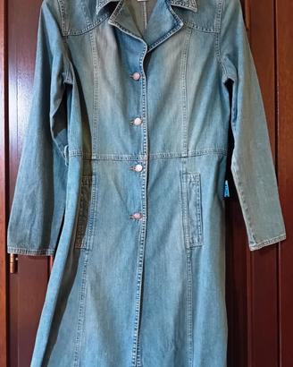 Giacca lunga in denim jeans con bottoni Kocca S