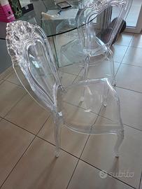 4 sedie trasparenti decorate 