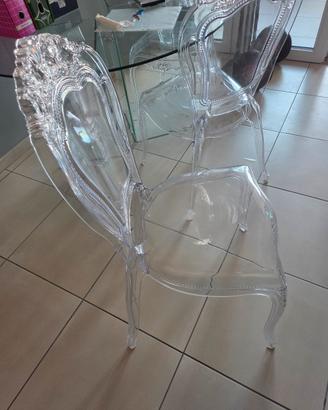 4 sedie trasparenti decorate 