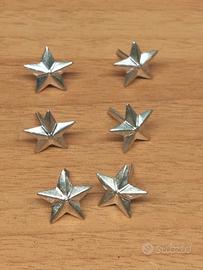 Lotto 6 stellette militari argento zigrinate