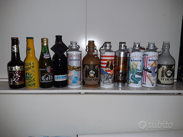Collezione bottiglie birra piene
