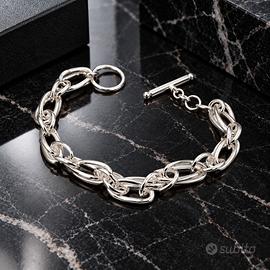 bracciale argento maglia catena grande donna  uomo