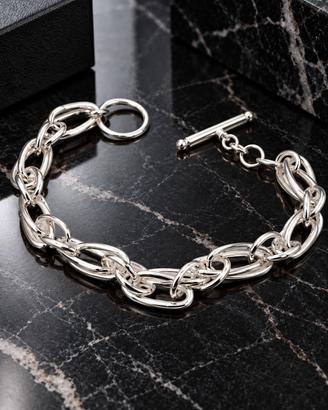 bracciale argento maglia catena grande donna  uomo