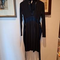 abito blu jersey e tessuto lucido Trussardi tg 42