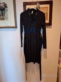 abito blu jersey e tessuto lucido Trussardi tg 42