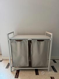 Cesto portabiancheria, colore crema e bianco