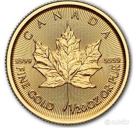 CANADA 2025 MAPLE LEAF ORO PURO 1/20 oz NUOVO