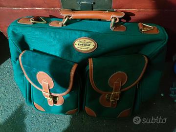 Borsa vintage verde e cuoio