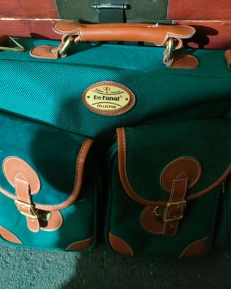 Borsa vintage verde e cuoio