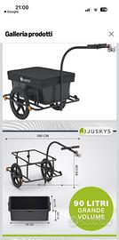 Juskys Rimorchio per bicicletta da 90 litri