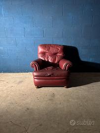 Poltrona Frau originale in vera pelle Bordeaux 