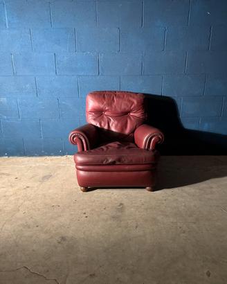 Poltrona Frau originale in vera pelle Bordeaux 