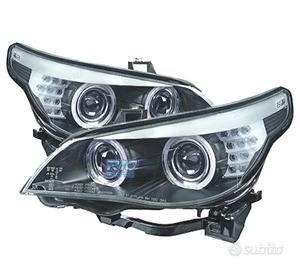 FARI XENON BMW E60 E61 07-10 ANGEL EYES NERO CHIAR