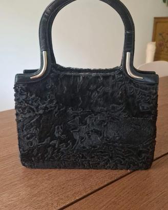 Borsa Handbag Vintage Pelliccia Astrakan