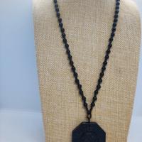 Pendaglio Ottagonale Yin Yang in Ossidiana Nera