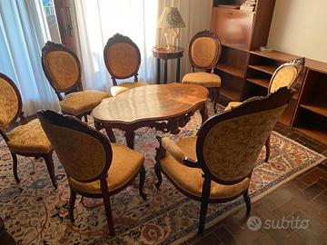 Salotto Luigi Filippo, Divano +Poltrona e 6 Sedie