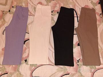4 Pantaloni Capri Pinocchietti Cotone Elastici