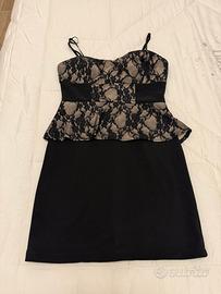 Tubino nero e beige in pizzo, taglia L