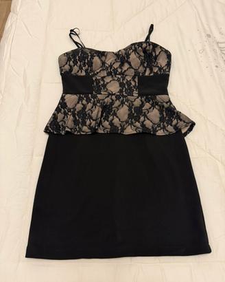 Tubino nero e beige in pizzo, taglia L